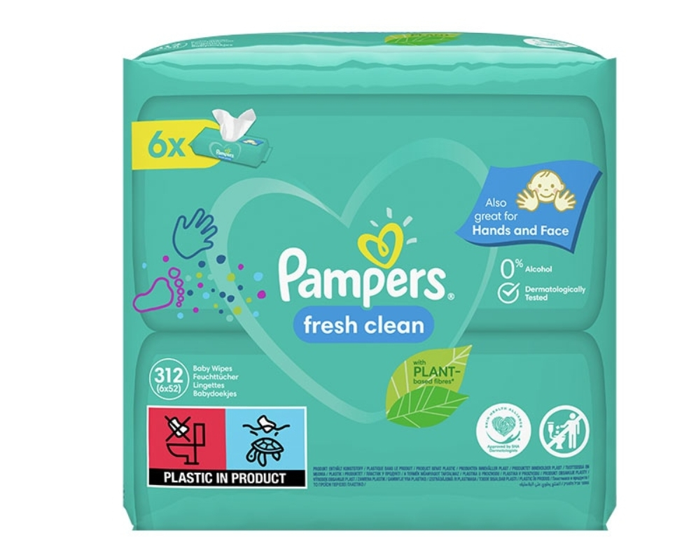 Pampers fresh clean Servetele Umede, 6 pachete x 52, 312 buc [1]