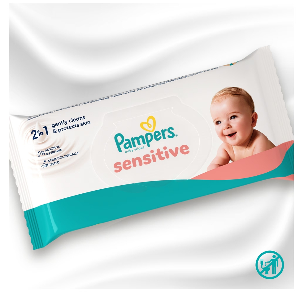 Servetele umede Pampers Sensitive, 4 pachete x 80 servetele, 320 buc [3]