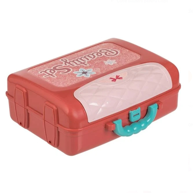 Valiza Cutie Bijuterii Roz Verde cu Oglinda & Accesorii 26x10x20cm - 14 piese [4]