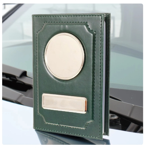 Portofel acte AUTO personalizat cu sigla si numar inmatriculare - verde inchis [2]