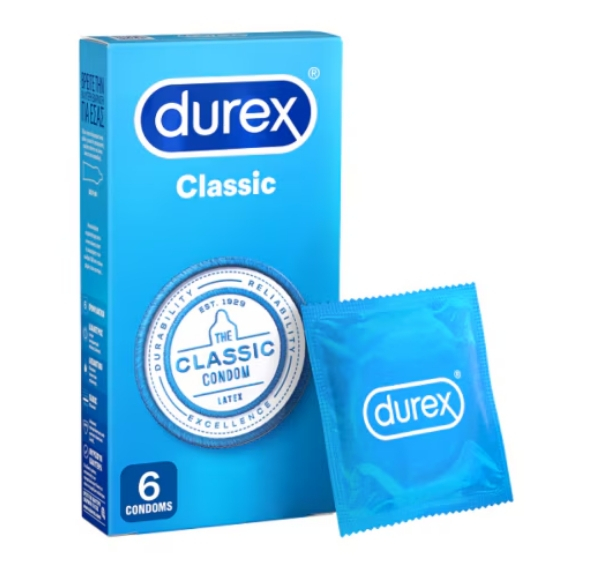 Prezervative Durex Classic, 6 bucati, latex, lubrifiant pe baza de silicon, diametru mare 56mm [1]