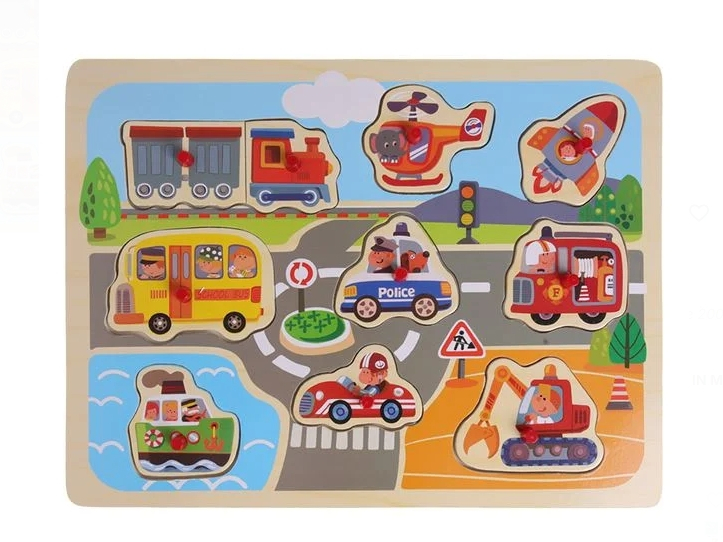 Puzzle din Lemn Drum cu Masini (10 piese) 30x22cm [2]