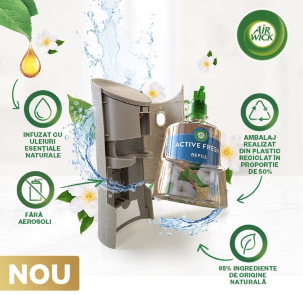 Rezerva odorizant de camera spray automat fara aerosoli Air Wick, Asternuturi proaspete si orhidee alba, 228ml [3]