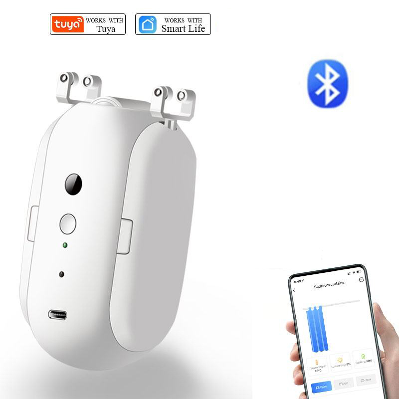 Robot Automatizare Draperii sau Perdele, Control prin Aplicatie (Tuya/SmartLife), Functie de Programare,  Senzor de Lumina, Pentru Sina Tip U sau I, Bluetooth, ALB [4]