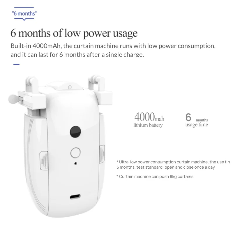 Robot Automatizare Draperii sau Perdele, Control prin Aplicatie (Tuya/SmartLife), Functie de Programare,  Senzor de Lumina, Pentru Sina Tip U sau I, Bluetooth, ALB [6]