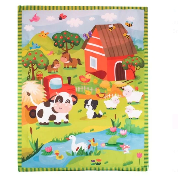 Saltea cu Activitati & 2 Jucarii Detasabile Model Ferma pentru Bebelusi 60x76,5cm [5]