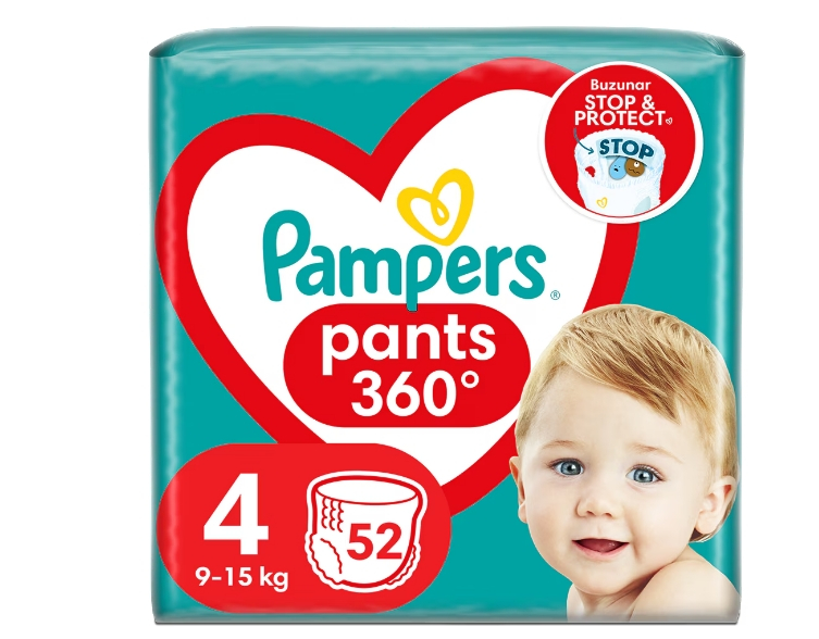 Scutece-chilotel Pampers Pants Jumbo Pack Marimea 4, 9-15 Kg, 52 buc [1]