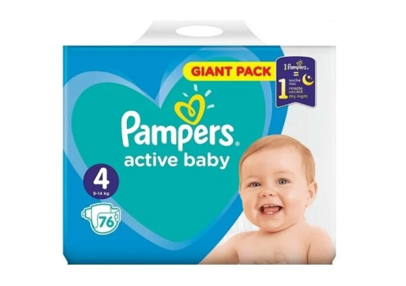 Scutece Pampers Active Baby Giant Pack, nr. 4, 9-14kg, 76 buc [1]