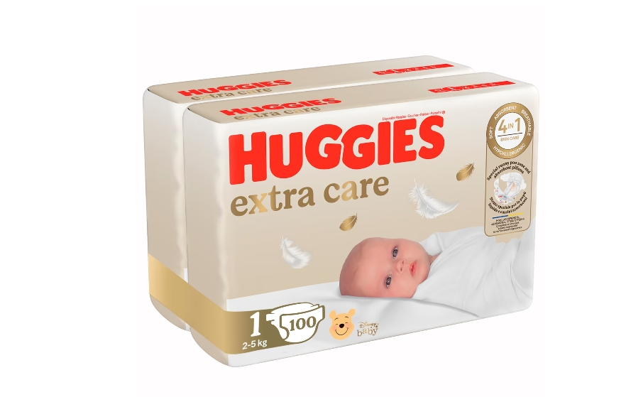 Scutece Huggies Extra Care 1 Jumbo, 2-5 kg, 100 buc [1]