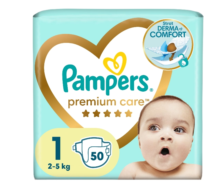 Scutece Pampers Premium Care Marimea 1, 2-5kg, 50 buc [1]