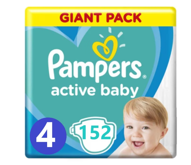 Scutece Pampers Active Baby Mega Box, Marimea 4, 9 -14 kg, 152 buc [1]