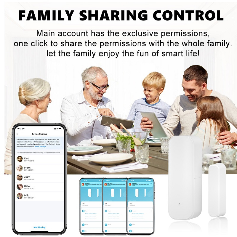 Senzor Inteligent Pentru Usa, Fereastra, Wireless, Compatibil cu Tuya/Smart Life, Control la Distanta, Voice Control, Notificari prin Aplicatie, Alb [6]