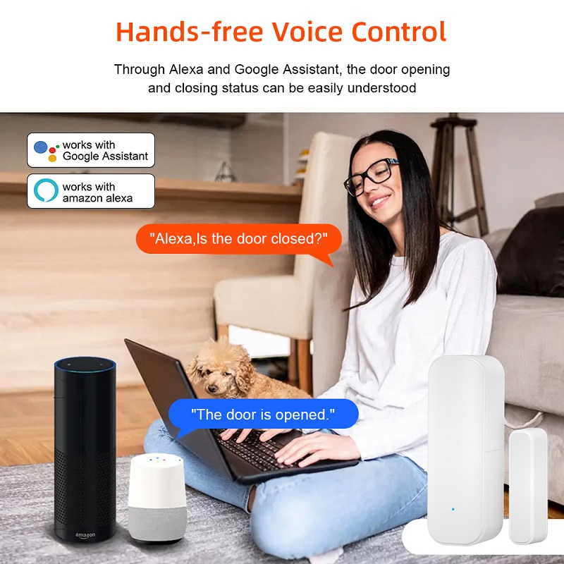 Senzor Inteligent Pentru Usa, Fereastra, Wireless, Compatibil cu Tuya/Smart Life, Control la Distanta, Voice Control, Notificari prin Aplicatie, Alb [4]
