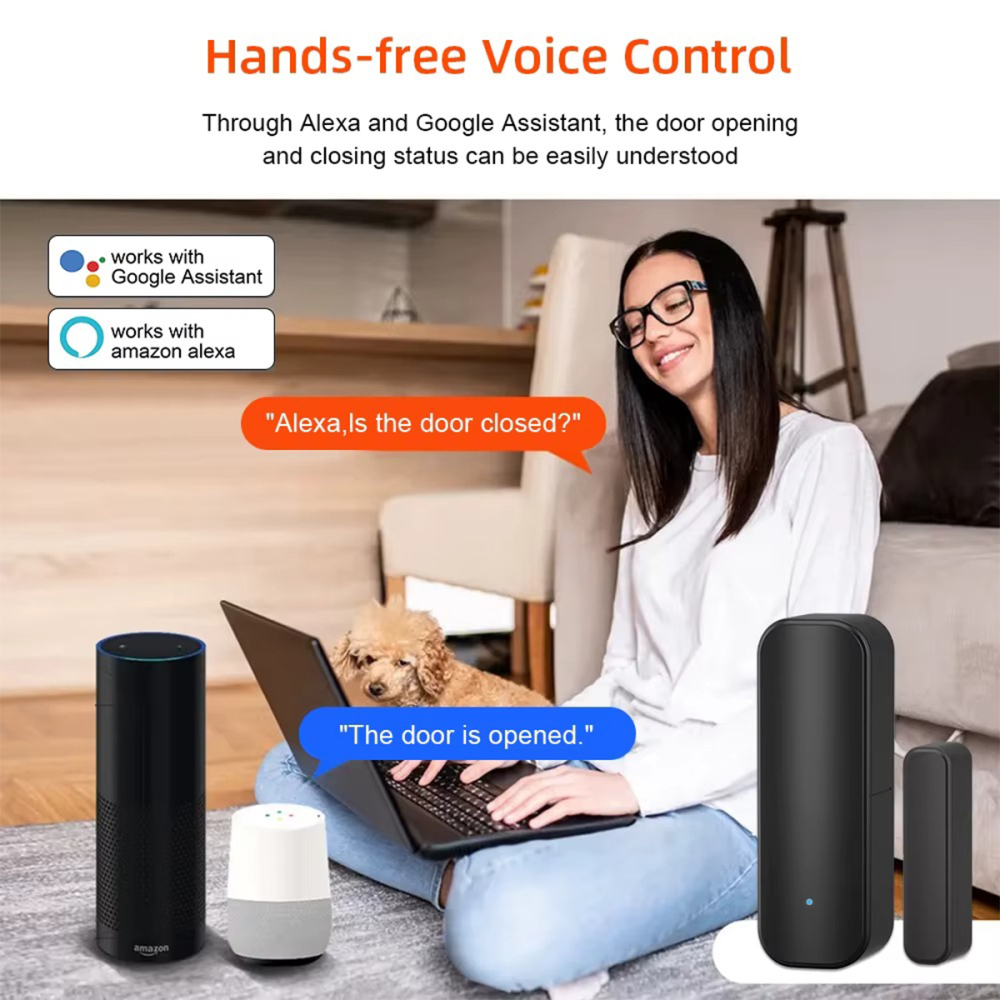Senzor Inteligent Pentru Usa, Fereastra, Wireless, Compatibil cu Tuya/Smart Life, Control la Distanta, Voice Control, Notificari prin Aplicatie, Negru [4]