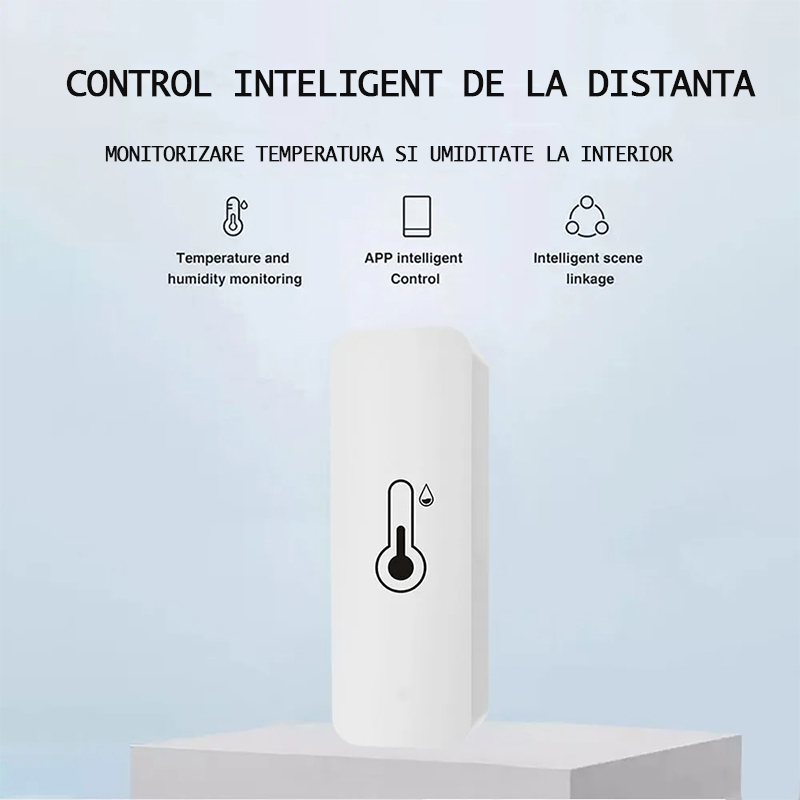 Senzor Temperatura si Umiditate, Compatibil cu Alexa/Google Home/Tuya/SmartLife, Monitorizare la Distanta, Wi-Fi 2,4 GHz, Alb [3]