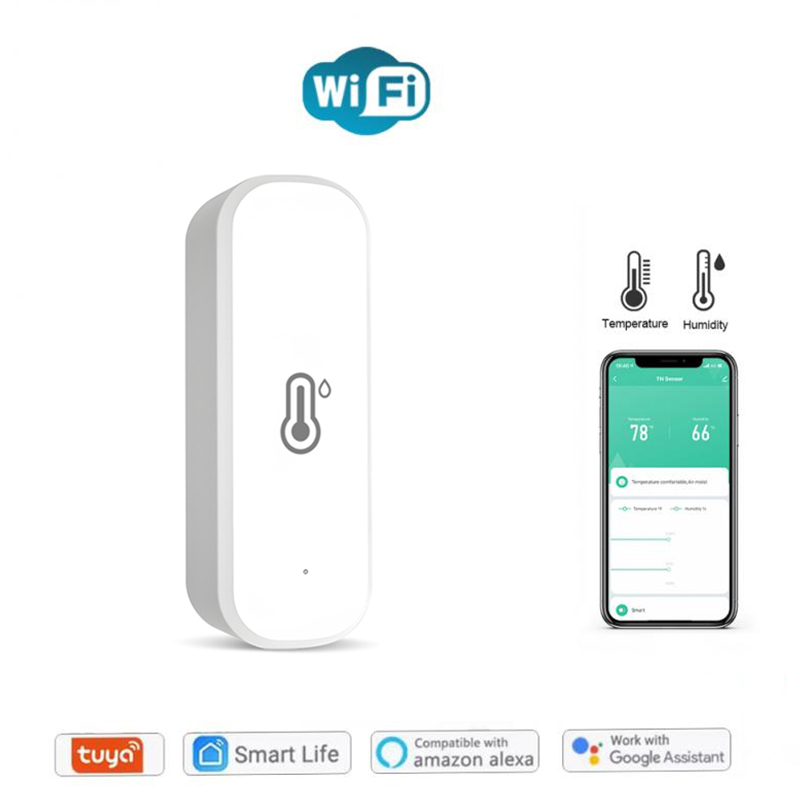 Senzor Temperatura si Umiditate, Compatibil cu Alexa/Google Home/Tuya/SmartLife, Monitorizare la Distanta, Wi-Fi 2,4 GHz, Alb [2]