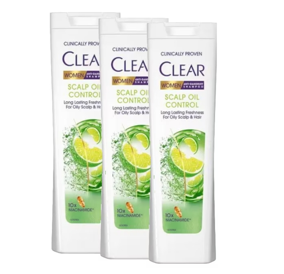 Sampon anti-matreata Clear Scalp Oil Control pentru femei, 3 x 360 ml [1]