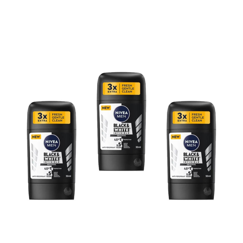 Set 3 x Deodorant Stick pentru Barbati, Nivea Black&White Power, 50 ml [1]