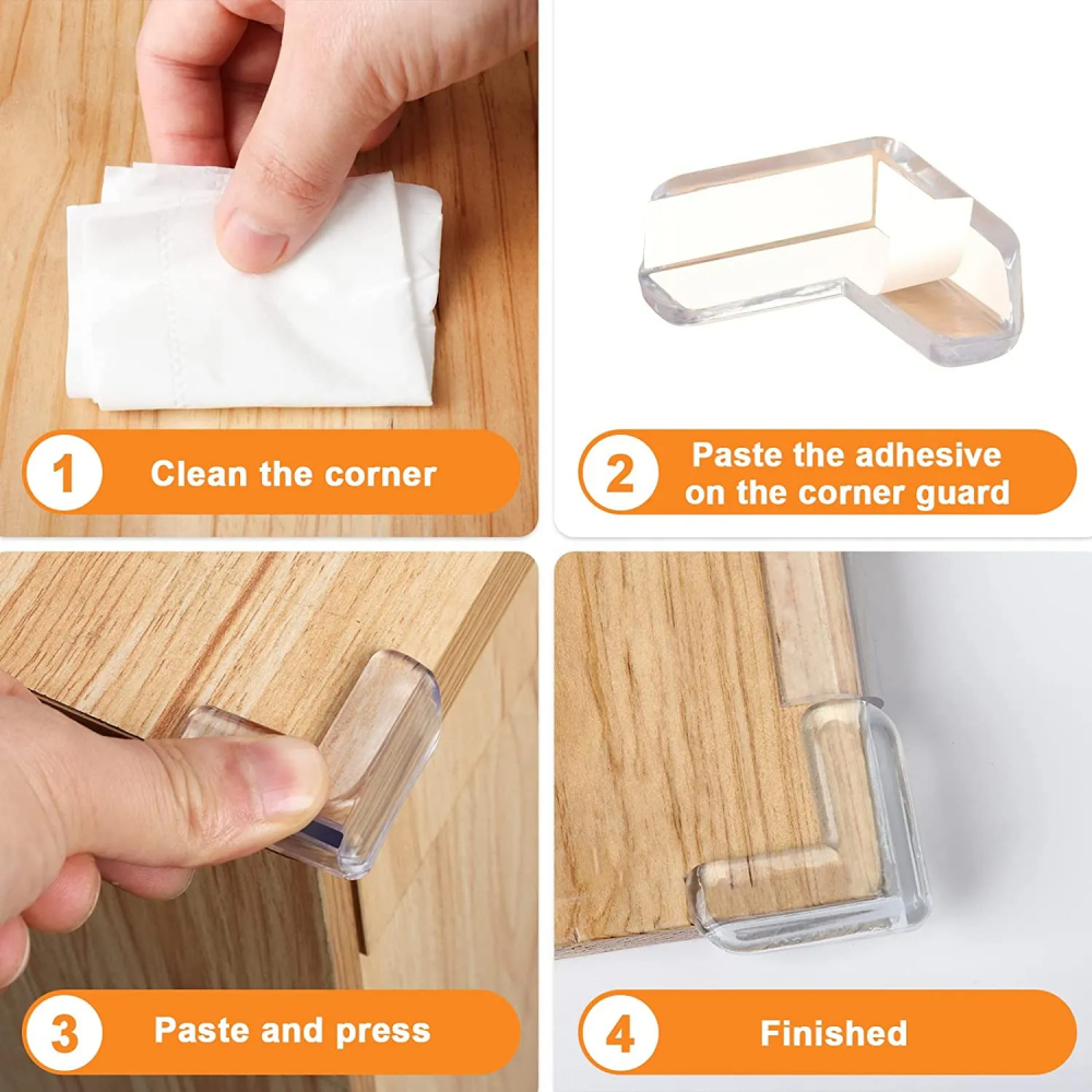 Set 4 Protectii Colturi, Silicon Transparent, Forma de L, 40x40x1.5 mm [6]