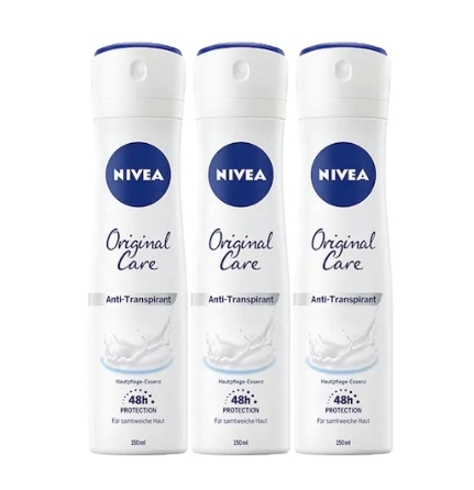 Set 3 X Nivea Antiperspirant Woman Deo 150ml Original Care, 0% Alcohol, Non-Irritating, 48h Protection [1]