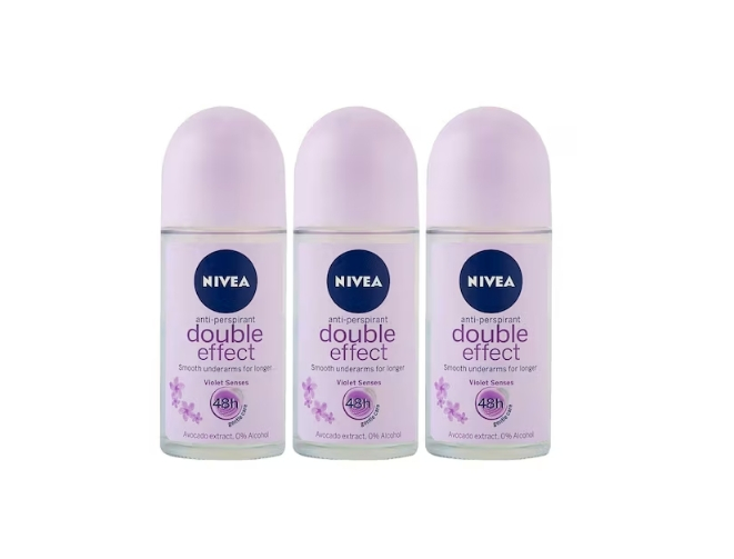 Set 3 x Deodorant Roll-On Nivea Woman 50ml, Double Effect, Anti-urme albe, revirgorant, prospetime de durata, protectie 48h [1]