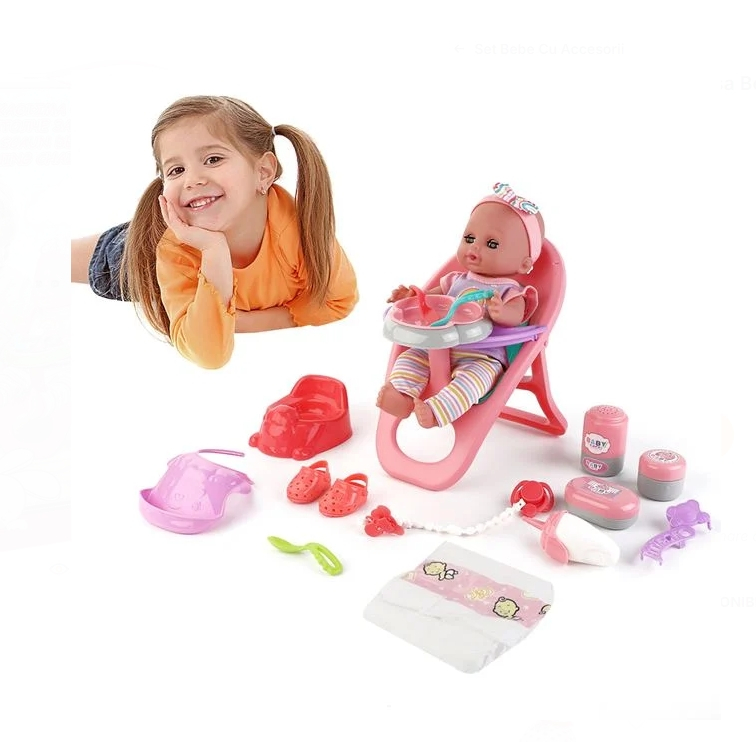 Set Scaun de Masa cu Papusa Bebelus Sunete & Accesorii [2]
