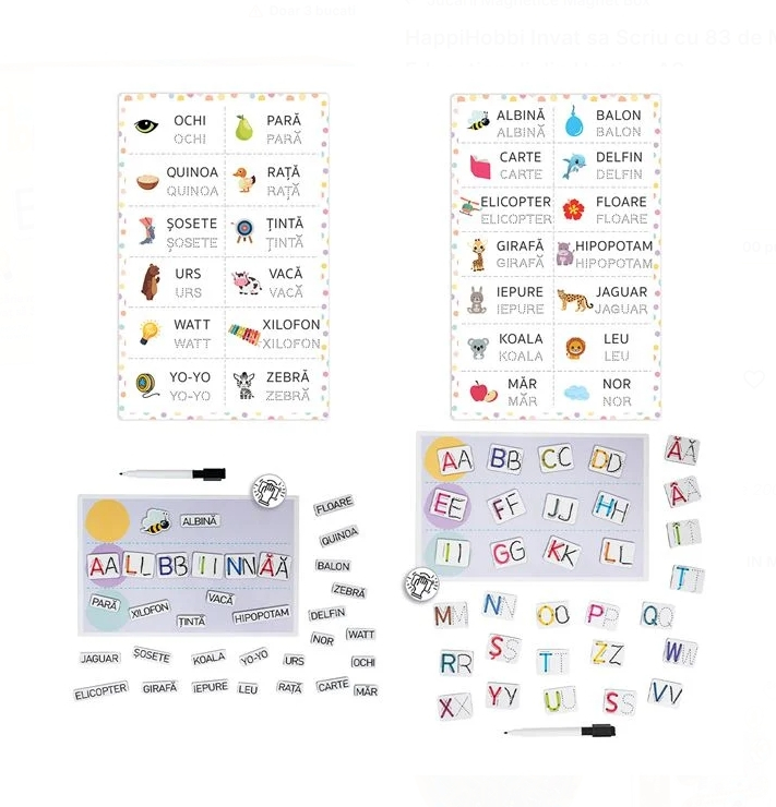 HappiHobbi Invat sa Scriu cu 83 de Magneti Educationali din Hartie - AS [3]