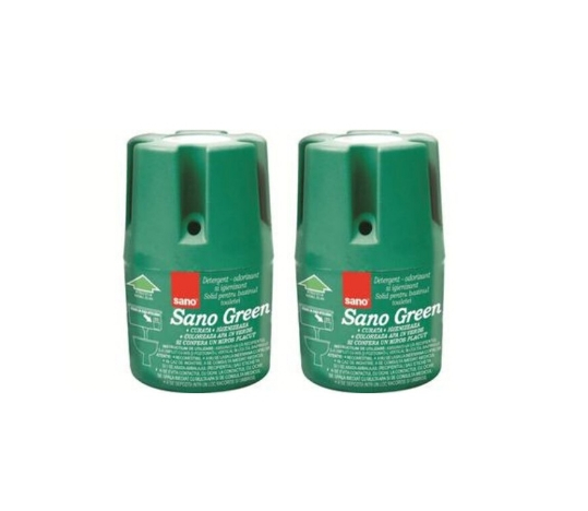 Pachet 2X Odorizant solid Sano pentru rezervorul toaletei, Verde, 150g [1]