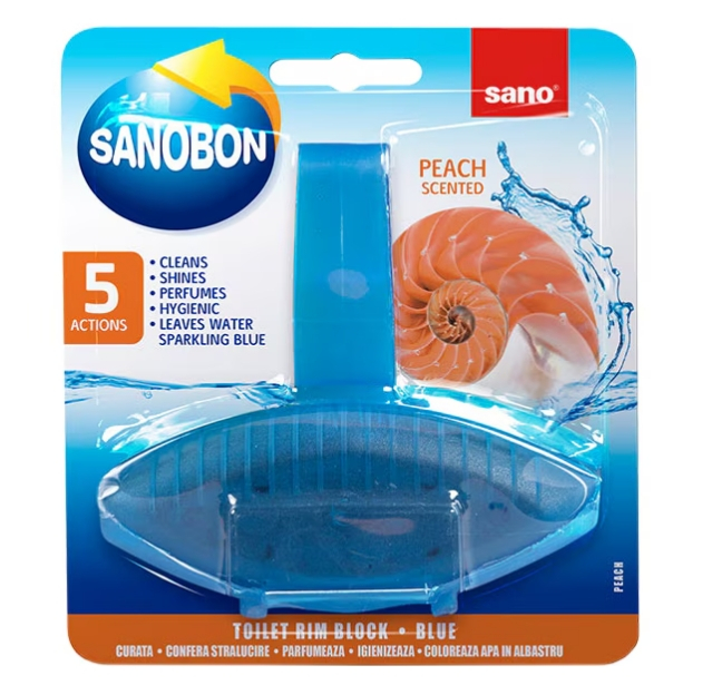 Pachet 3 x Odorizant solid Sano pentru vasul toaletei, Bon Blue Peach, 55g [1]