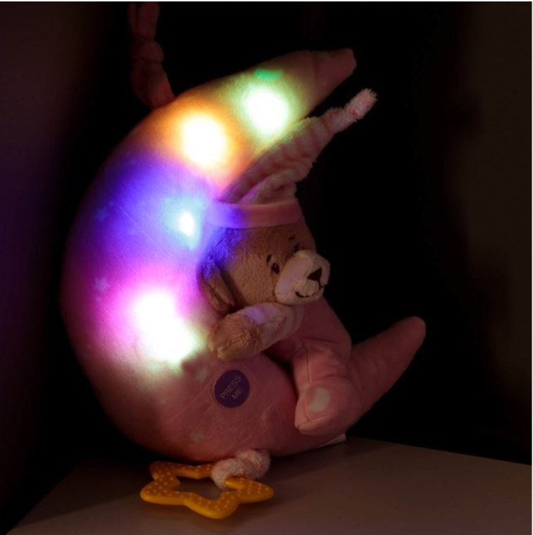 Carusel Muzical pentru Patut Bebe Ursulet Roz cu Lumina 24cm [3]