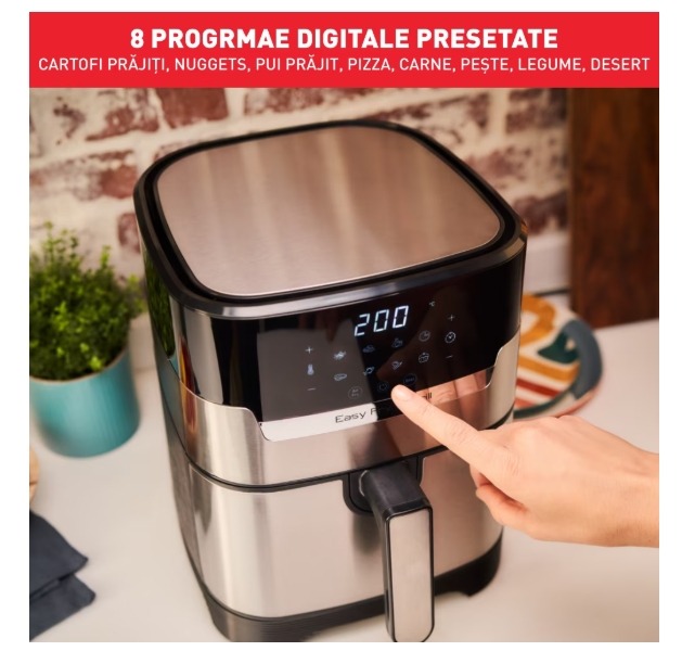 Friteuza cu aer cald Tefal Easy Fry&Grill 2in1 EY505D15, 1400W, 4.2L, temperatura ajustabila, 8 programe, functie grill cu gratar incorporat, tehnologie Extra Crisp, vas detasabil, argintiu & negru [6]