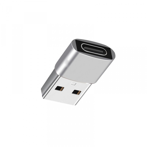 Adaptor OTG Mufa de tip USB-C la USB, Carcasa de Aluminiu, Universal, Gri [2]