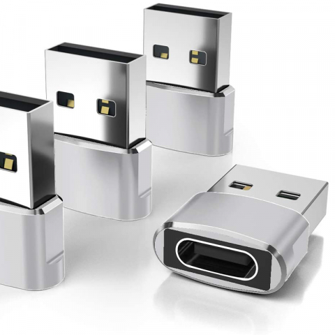 Adaptor OTG Mufa de tip USB-C la USB, Carcasa de Aluminiu, Universal, Gri [3]