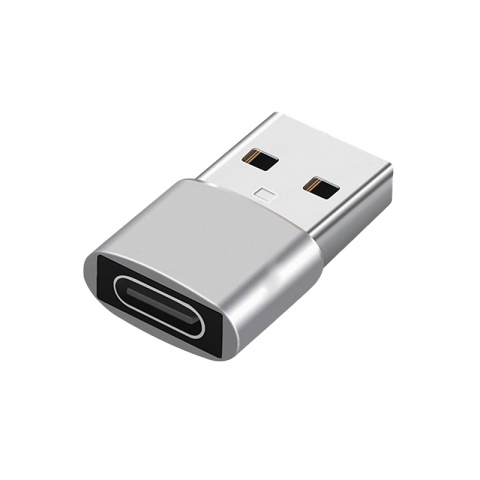 Adaptor OTG Mufa de tip USB-C la USB, Carcasa de Aluminiu, Universal, Gri [0]