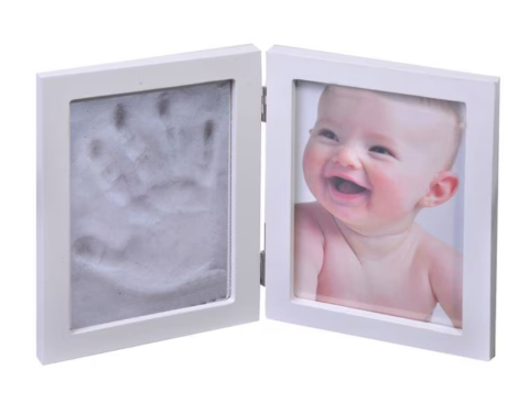 Albume Foto - Kit amprenta mulaj 2D, bebelusi, manuta sau picior, cu rama foto, 11,4×16,4 cm