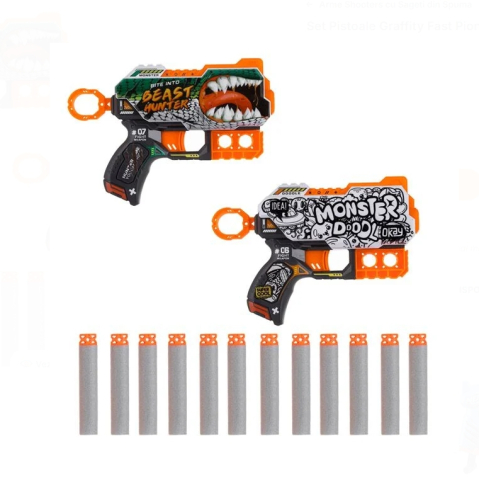 Arme cu Sageti din Spuma - Set Pistoale Graffity Fast Pioneer cu 12 Sageti Moi