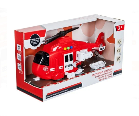 Elicopter de Salvare Rescue Rosu cu Targa Lumina & Sunet [1]