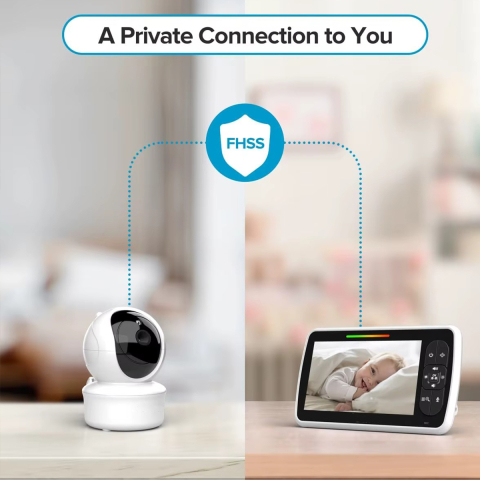 Baby Monitor / Sistem de Monitorizare Video si Audio Pentru Bebelusi,  Vedere Noctura cu Infrarosu, Ecran LCD Color 5 inch, Monitor de Temperatura, Cantece de Leagan, Sunet Bidirectional, Notificari,  [3]