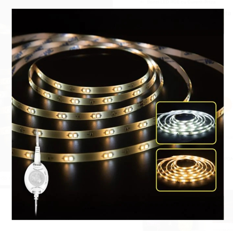 Lampi cu LED - Banda Strip Light Autocolanta cu LED Alb Cald & Rece Senzor de Miscare 6V 3m
