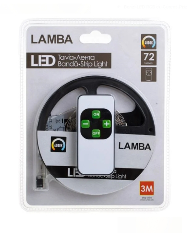 Banda Strip Light Autocolanta cu Lumina Alba si Telecomanda 12V - 3m [1]