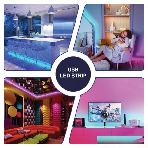 Banda Strip Light RGB Dimable & USB cu Telecomanda 12V 50cm - 2buc [2]