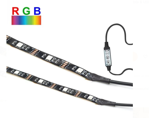 Lampi cu LED - Banda Strip Light RGB Dimable & USB cu Telecomanda 12V 50cm - 2buc