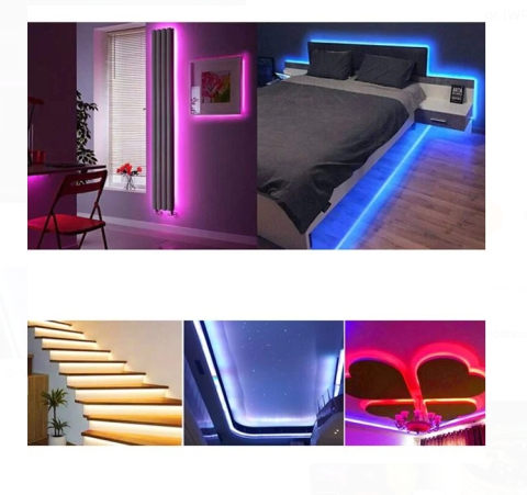 Lampi cu LED - Banda Autocolanta LED Color (WRGB) cu Telecomanda 3m