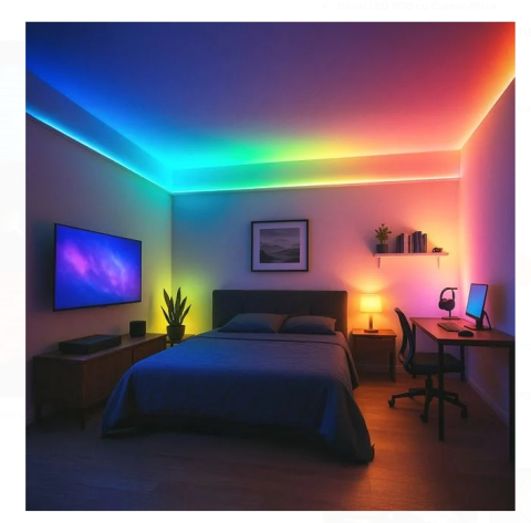 Banda Autocolanta Strip Light WiFi (RGBW+Alba) cu Telecomanda 12W - 3m [1]
