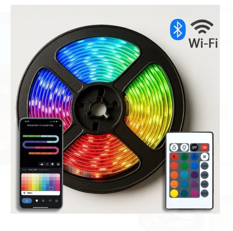 Lampi cu LED - Banda Autocolanta Strip Light WiFi (RGBW+Alba) cu Telecomanda 12W - 3m