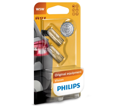 Becuri si sigurante auto - Set 2 Becuri auto auxiliare cu halogen Philips W5W, 12V, 5W