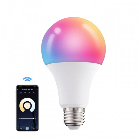 Smart Home - Bec LED Inteligent, 9W, WiFi, Compatibil cu Google Assistant si Alexa, Control la Distanta (Tuya/Smart Life) , 2700 ~ 6500K , RGB, E27
