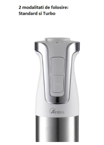 Blender 3 in 1 cu chopper si mixer Ardes Trinity, Otel inoxidabil, Vas gradat 700 ml, 1000 W, 20 de viteze reglabile, Gri/ Alb [1]