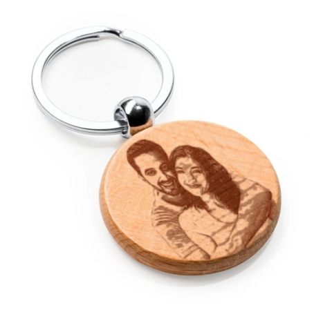 Breloc din lemn rotund - personalizat prin gravare [1]