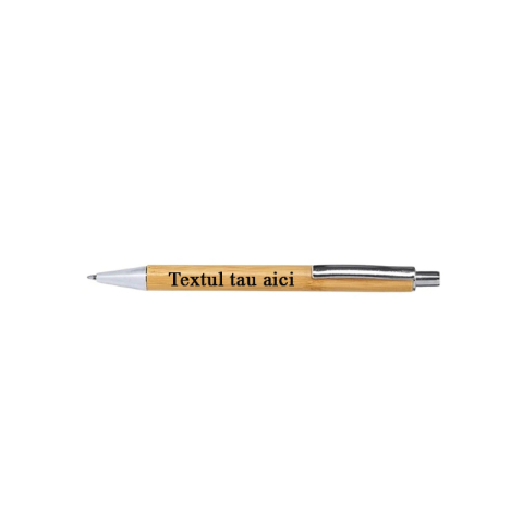 Personalizare prin gravura - Pix din bambus - personalizat cu text prin gravare